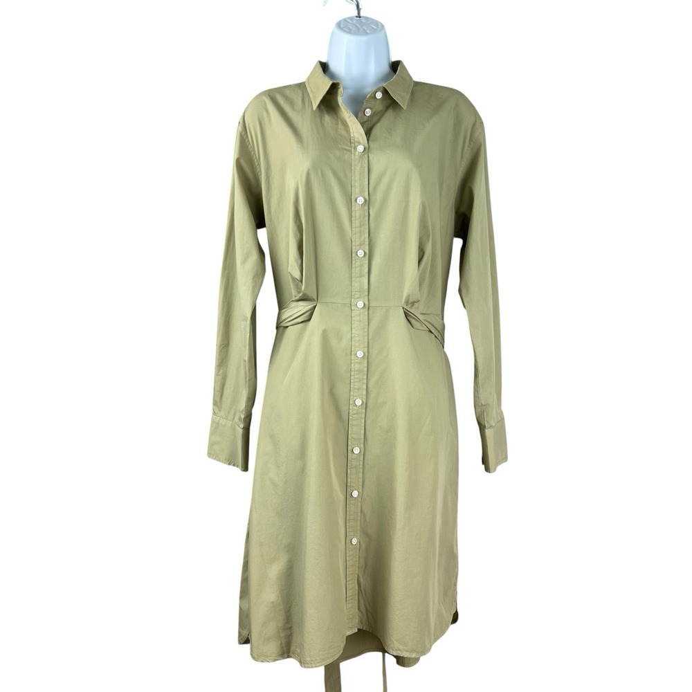 Unsubscribed Shirt Dress Womens‎ Medium Tan Casual Button Down Everyday